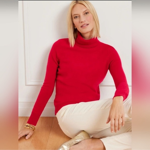 Talbots Cashmere Turtleneck Sweater Red sz Medium - Picture 1 of 6